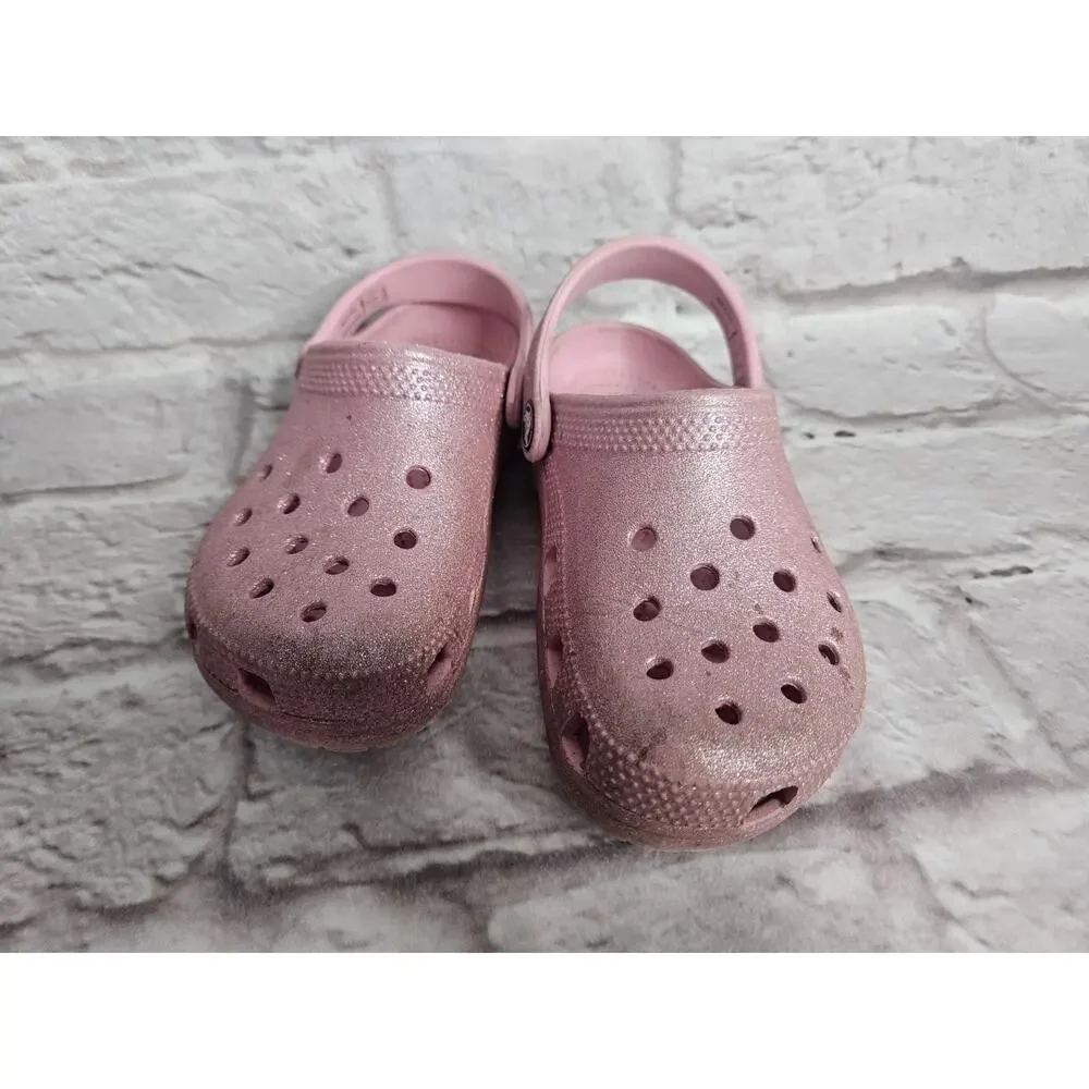 Crocs Girls Youth Size 12 Pink Sparkly Shoes